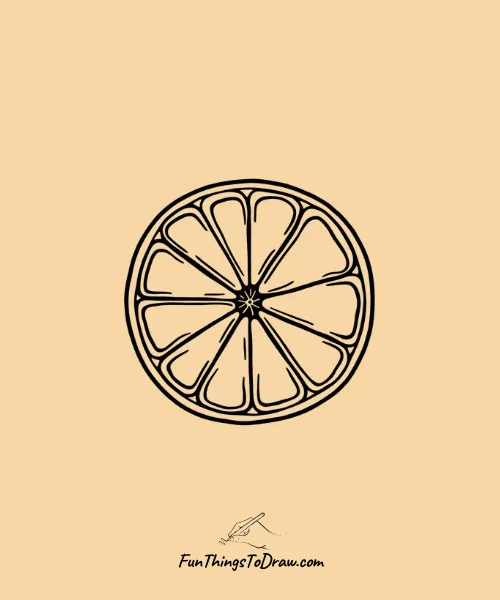 A Simple Easy Orange Slice Drawing