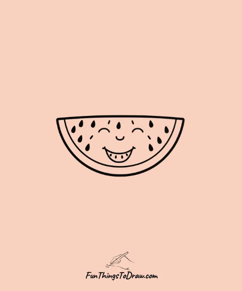 Smiling Happy Watermelon Slice drawing