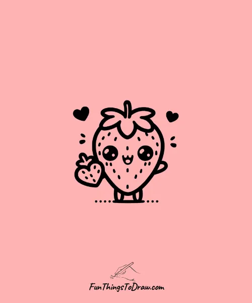A strawberry holding a heart Drawing