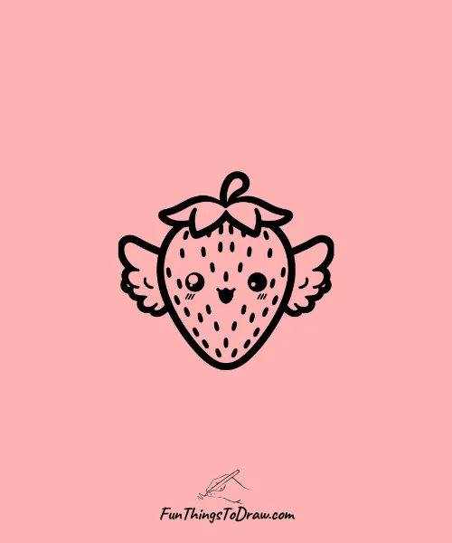 A strawberry with tiny wings Drawing