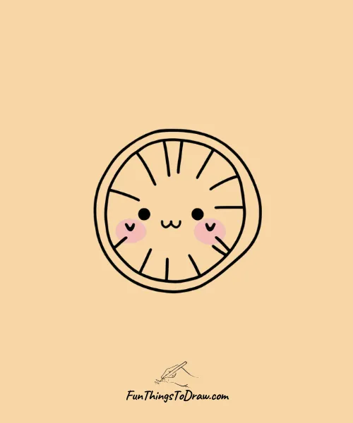 An Adorable Cute Orange Slice Drawing