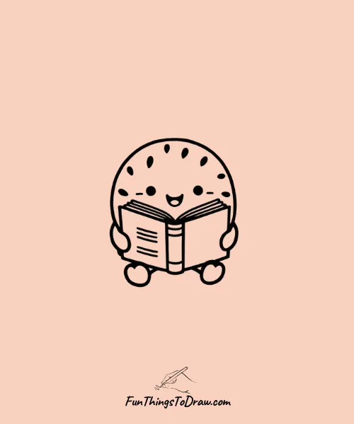 An adorable Watermelon Reading Book Drawing
