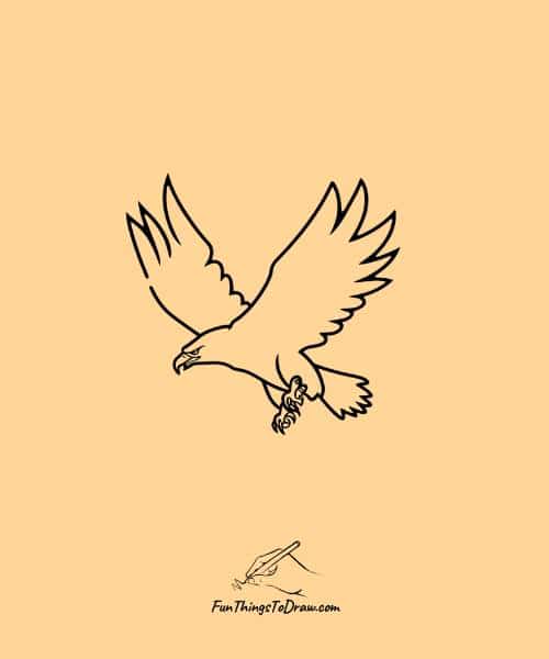 A drawing of a flying eagle