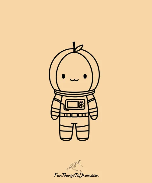 Cute Astronaut Orange in a Spacesuit Drawing