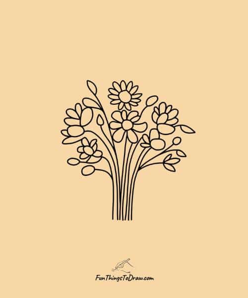 Autumn flower arrangement drawing