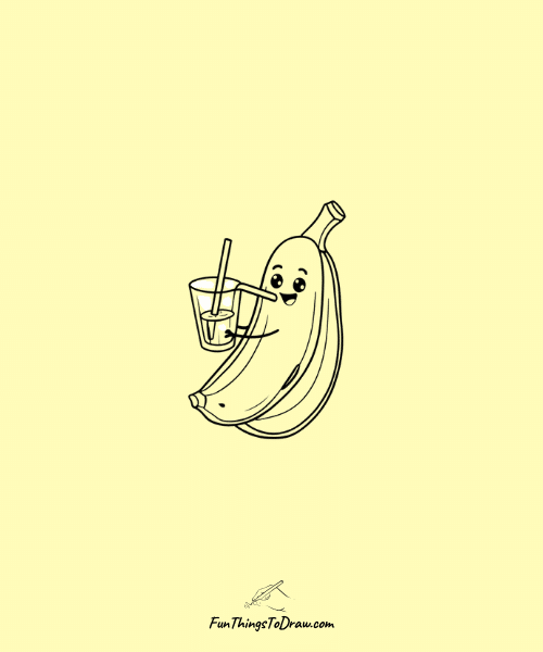 Banana Drinking Juice Drawing