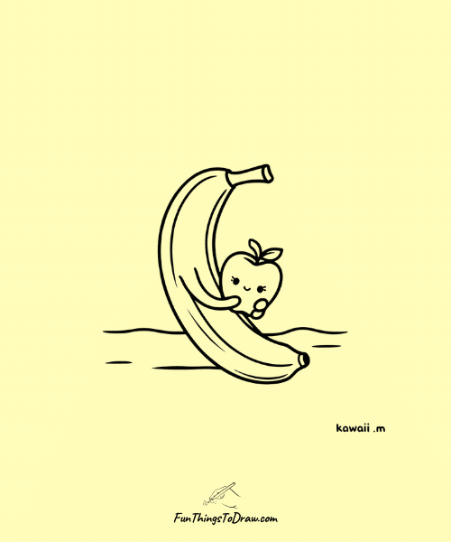 Banana Holding Apple Drawing
