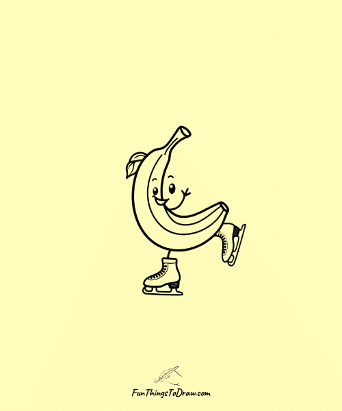 Banana Ice Skating Drawing