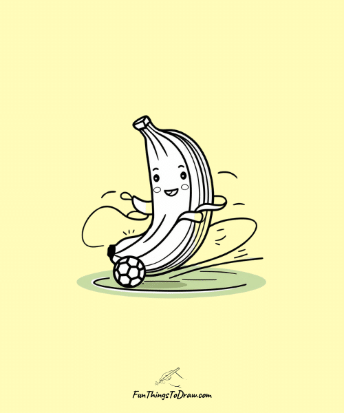 Banana Playing Soccer Drawing
