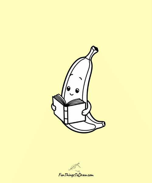 Banana Reading a Book Drawing