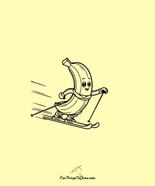 Banana Skiing Drawing