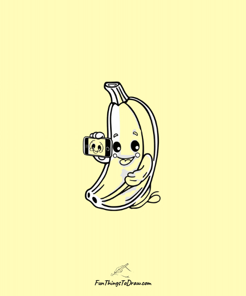Banana Taking a Selfie Drawing