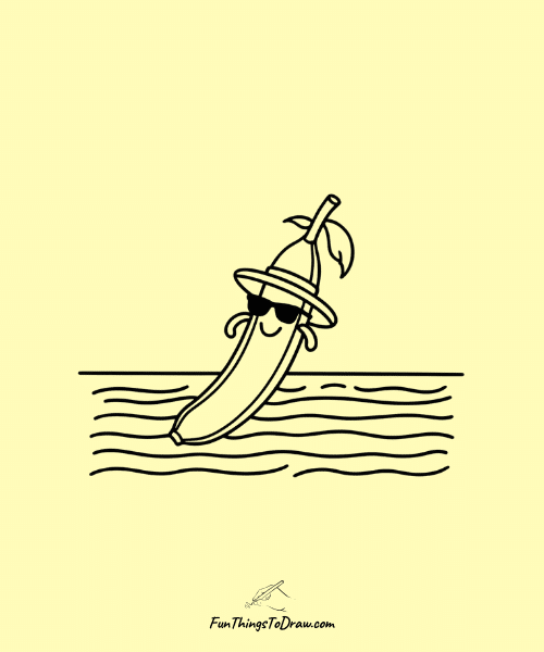 Banana at the Beach Drawing