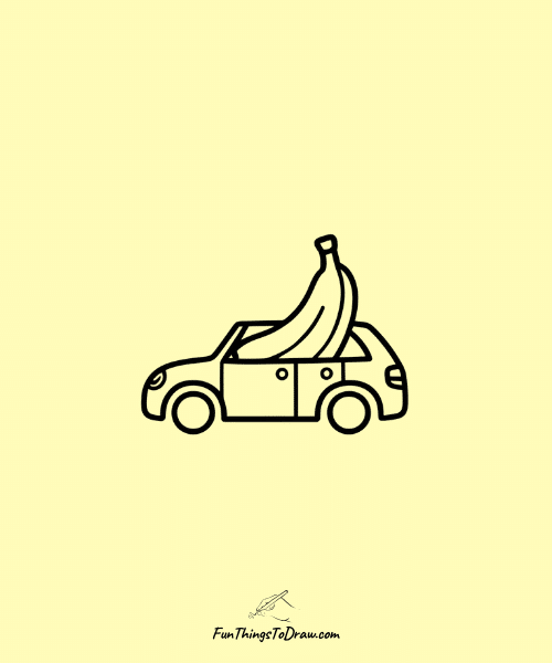 Banana in a Car Drawing