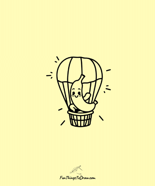 Banana in a Hot Air Balloon Drawing