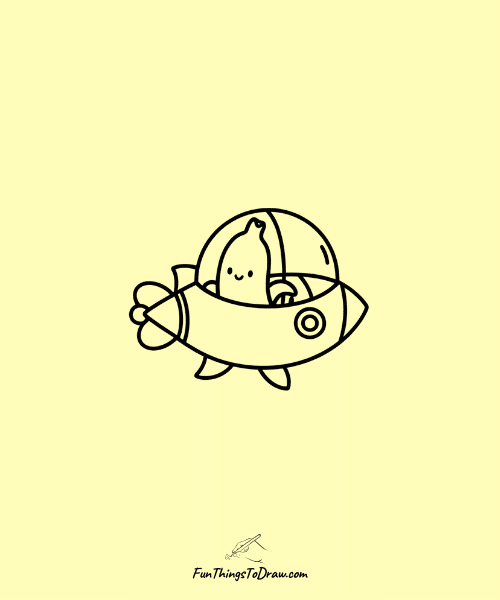 Banana in a Rocket Drawing