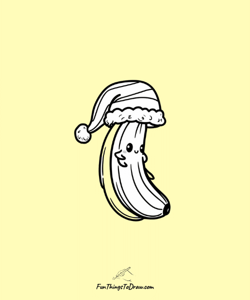 Banana in a Santa Hat Drawing