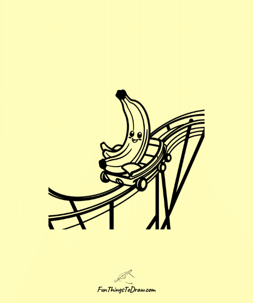 Banana on a Rollercoaster Drawing