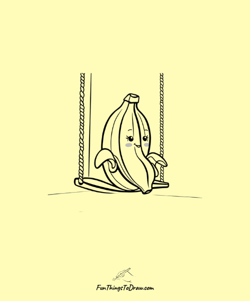 Banana on a Swing Drawing