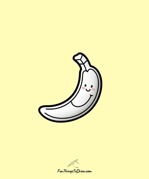 Banana with Face Drawing