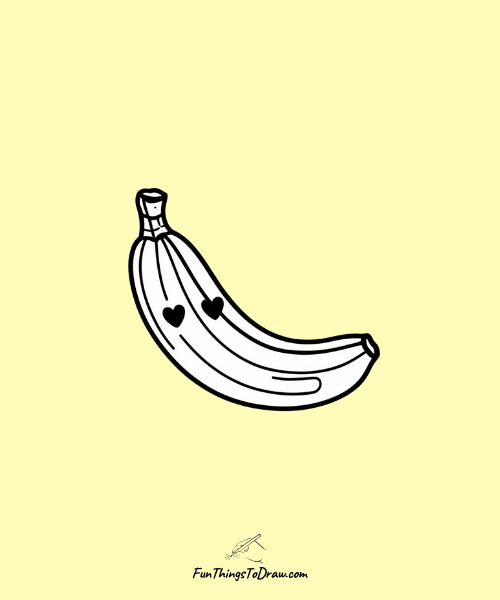 Banana with Heart Eyes Drawing