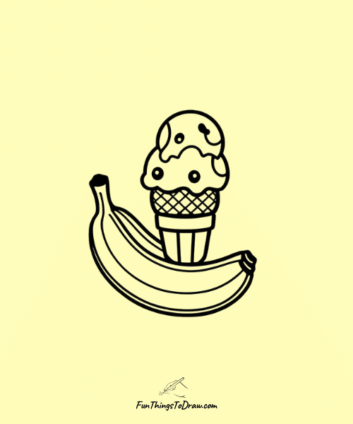 Banana with Ice Cream Drawing