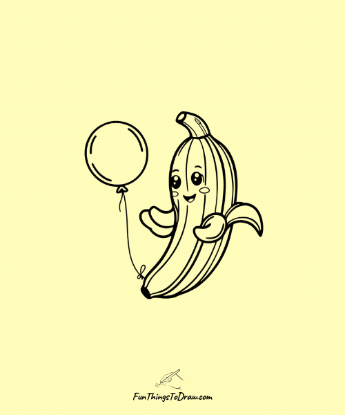 Banana with a Balloon Drawing