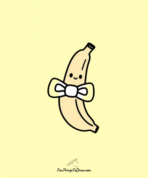 Banana with a Bow Tie Drawing
