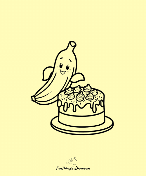 Banana with a Cake Drawing