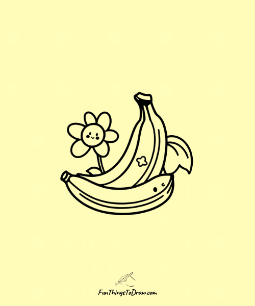 Banana with a Flower Drawing