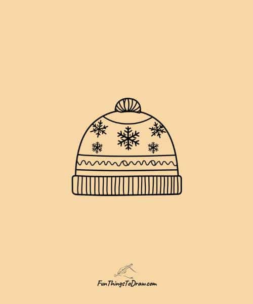 Beanie with a snowflake pattern drawing