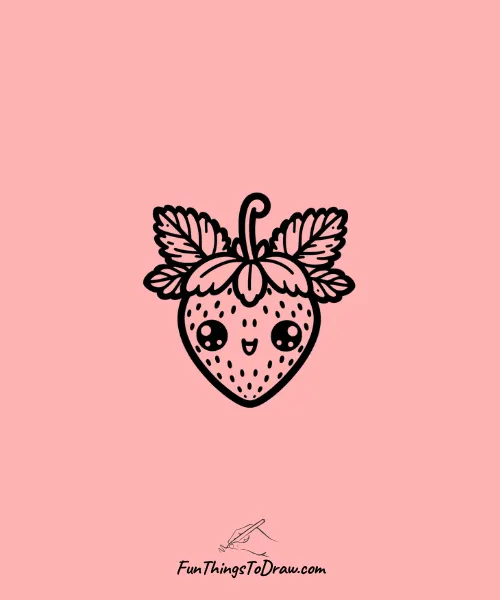 Botanical Strawberry Drawing