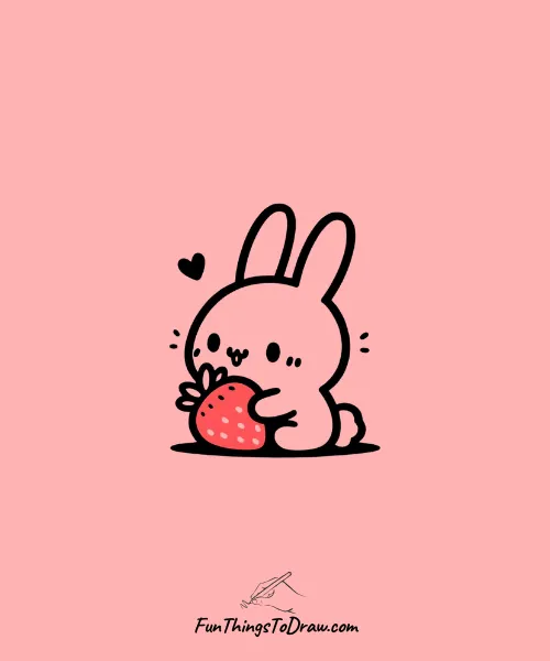 Bunny eating a strawberry Drawing