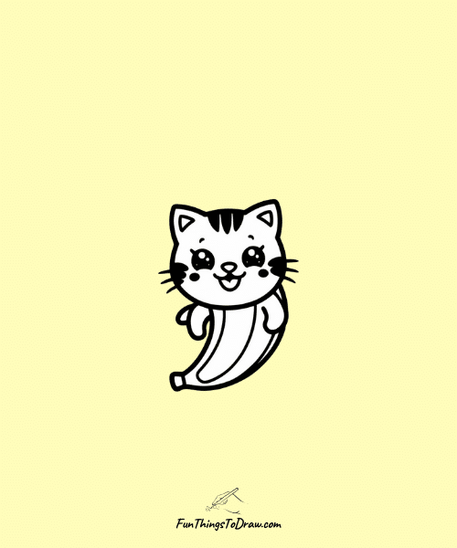 A Cute Banana Cat Drawing