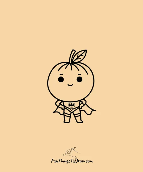 Cute Little Orange as a Superhero Drawing