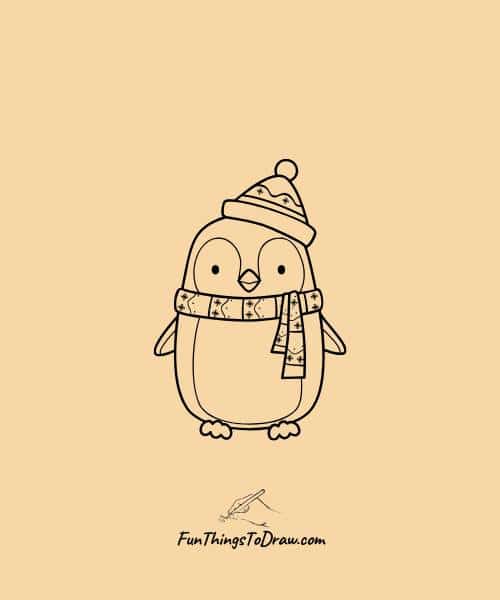 Cute penguin with a scarf drawing