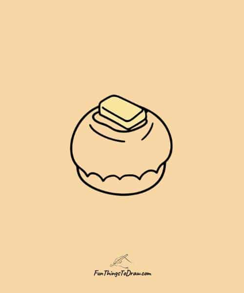 drawing of Dinner roll with butter pat