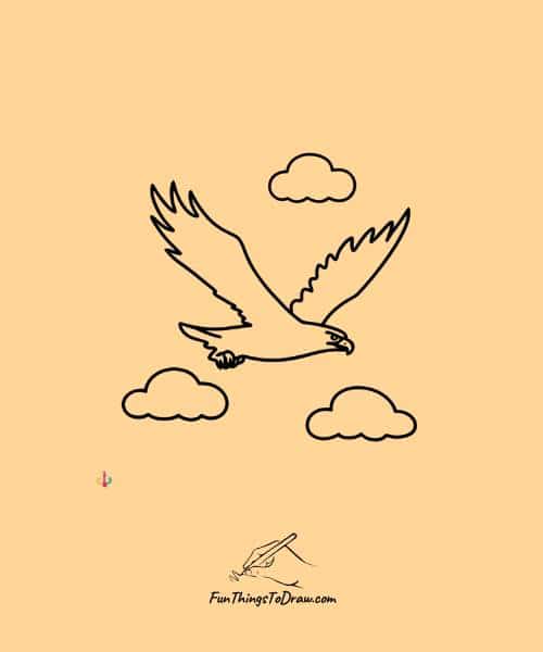 Drawing of an Eagle flying above the cloud