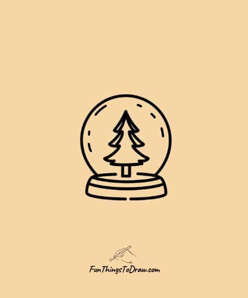 Easy drawing of snow globe with a tree inside