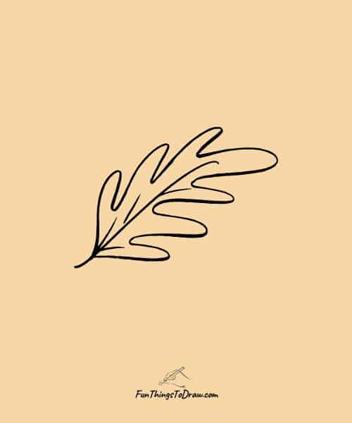Fall leaf with simple veins drawing