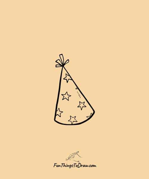 Drawing of Festive party hat with stars