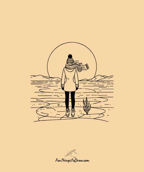 Frozen lake drawing