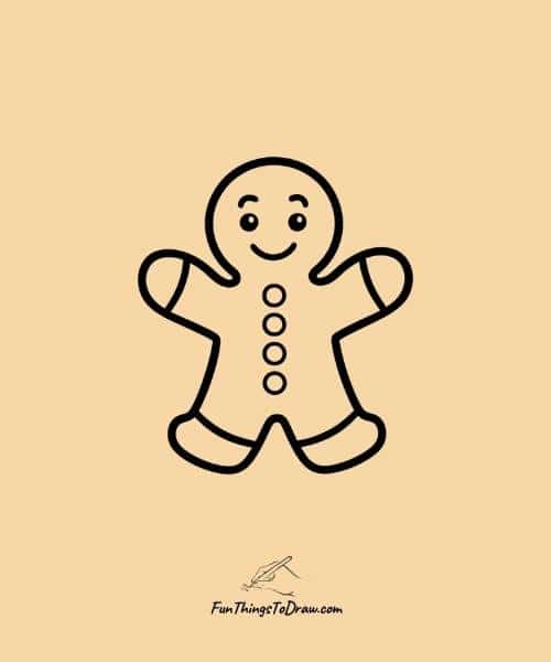 Drawing of Happy gingerbread man