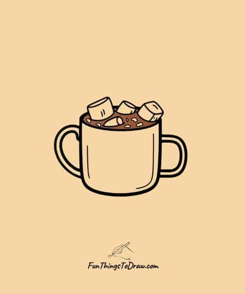 Cute drawing of Hot cocoa mug with marshmallows