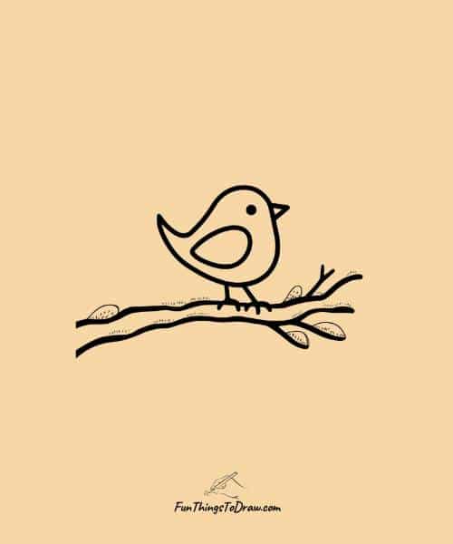 Little bird on a snowy branch drawing