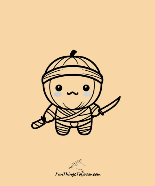 Orange Dressed as a Ninja Drawing