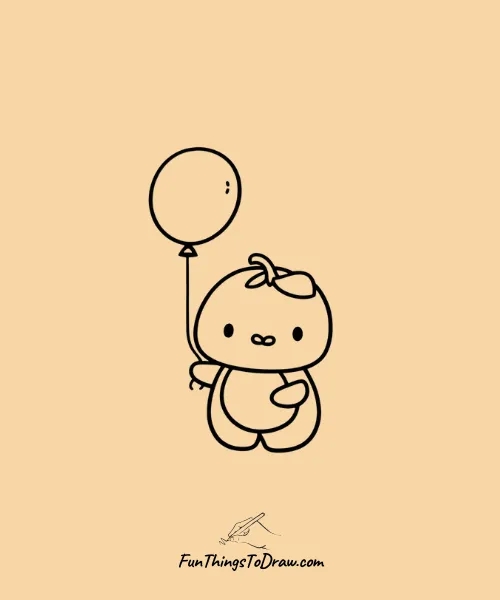 Orange Holding a Balloon Drawing