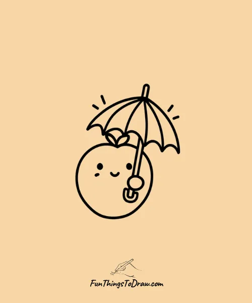 Orange Holding an Umbrella Drawing