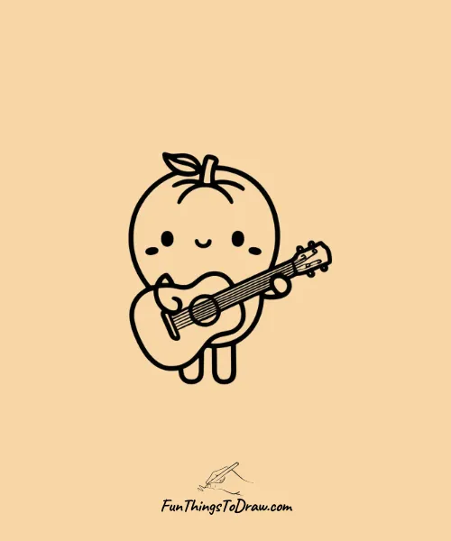 Orange Playing a Guitar Drawing