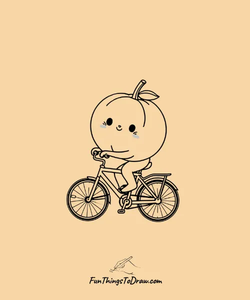 Orange Riding a Bicycle Drawing